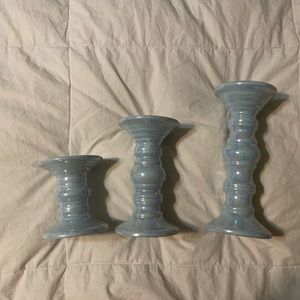 Baby blue candle holders